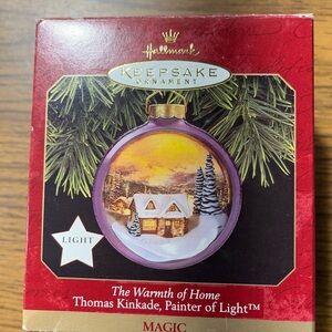 1997 THOMAS KINKADE Warmth Home MAGIC Hallmark Keepsake Christmas Ornament Light